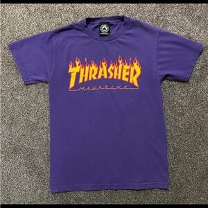Thrasher Purple Shirt with Flame Logo